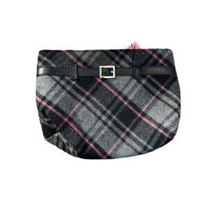 Victoria's Secret Wool Blend‎ Plaid Clutch Belt Accent Makeup Travel Essentials